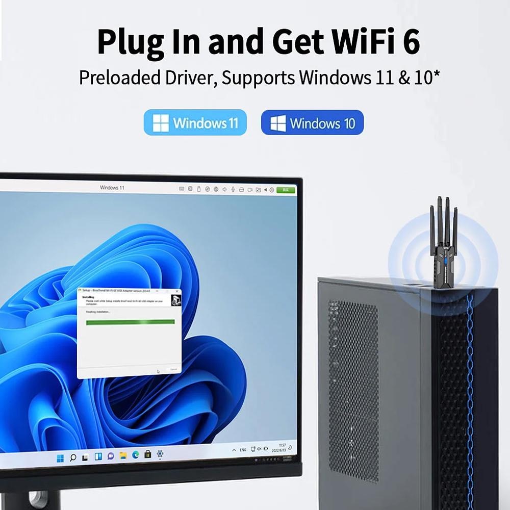 Адаптер Wi-Fi 6 USB 3.0, 1800  – обзор и цена Gigabit Network Card